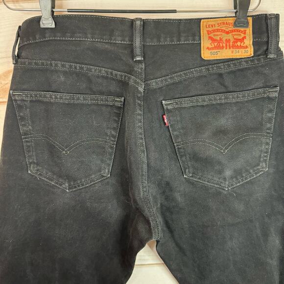 Levi Strauss & Co Black 505 Regular Fit Jeans Size 34x30 - Picture 4 of 8